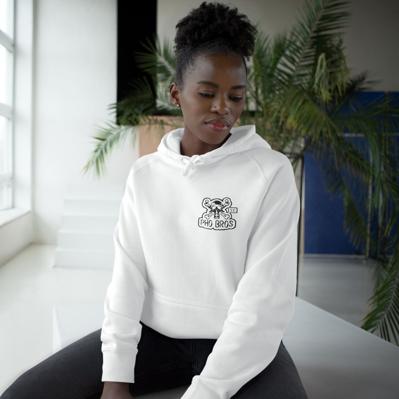 Pho Bros SC Hoodie - Black on White - Image 4